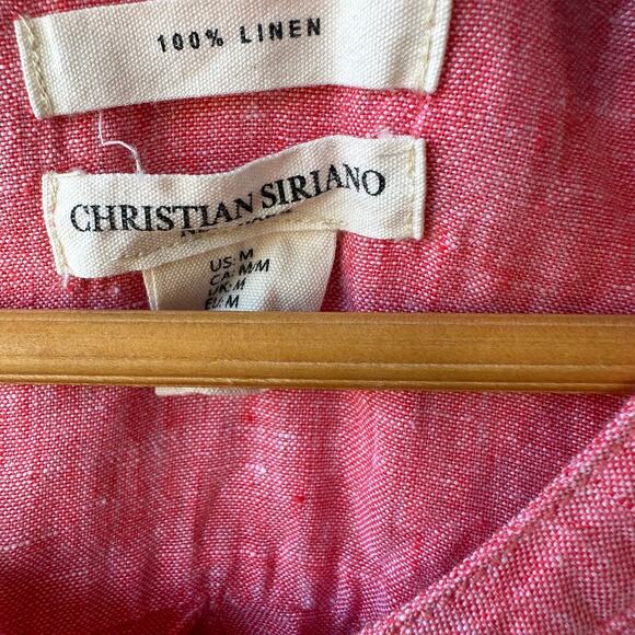 Christian Siriano Pink 100% Linen Sleeveless Button Front Tank Top M Summer - Picture 5 of 6